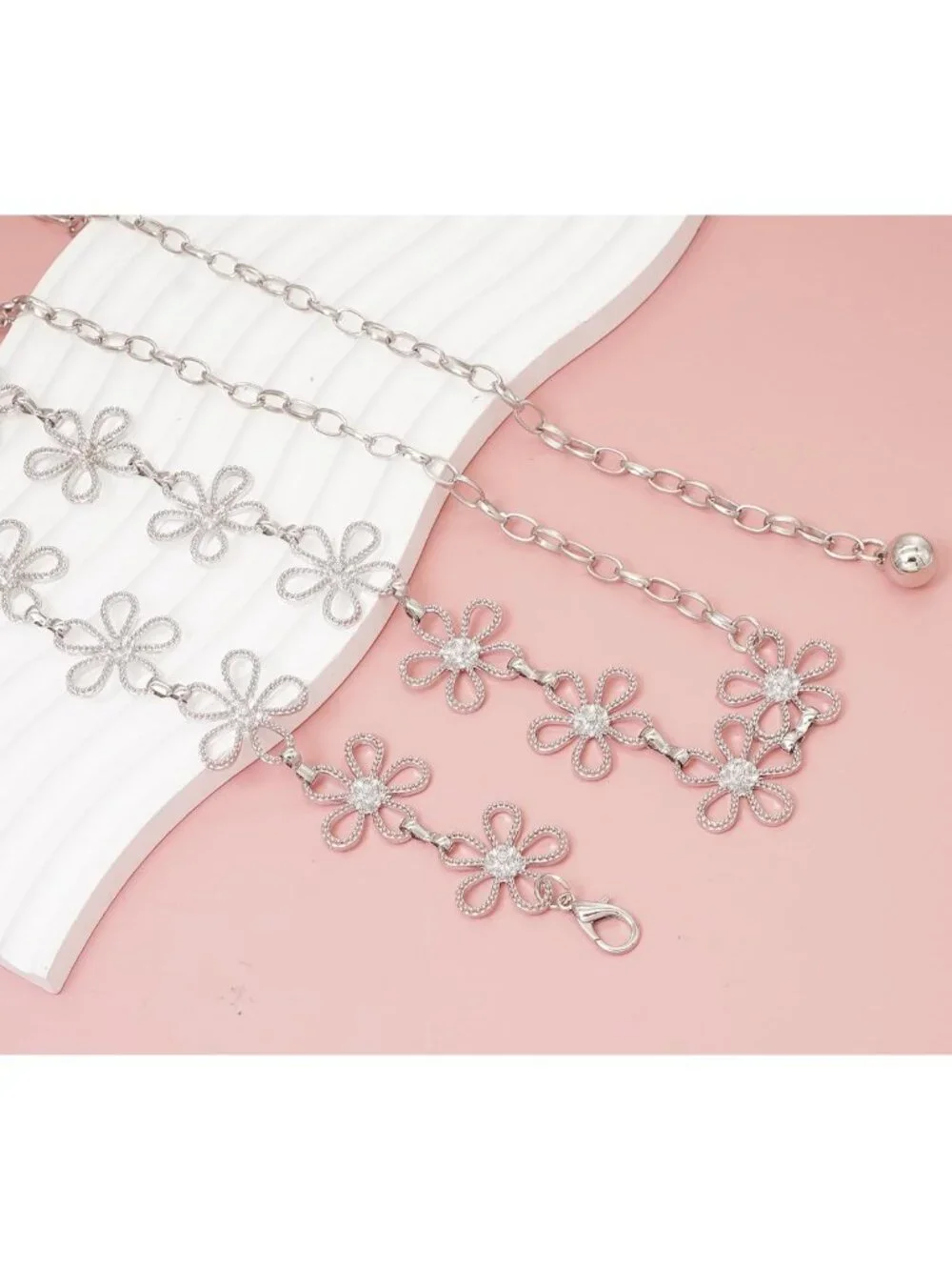 Stylish Women's Flower Metal Waist Chain Belt for Dresses & Jeans - Trendy